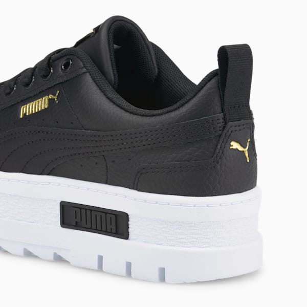 Mayze Leather Big Kids Sneakers, Puma Black-Puma Team Gold, extralarge