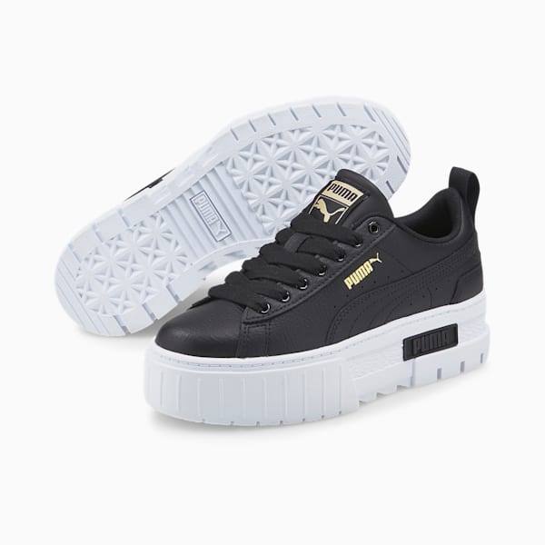 Tenis de cuero para Adolescente Mayze, Puma Black-Puma Team Gold, extralarge