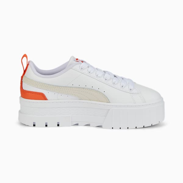 Mayze Leather Youth Trainers, Puma White-Vaporous Gray, extralarge-GBR