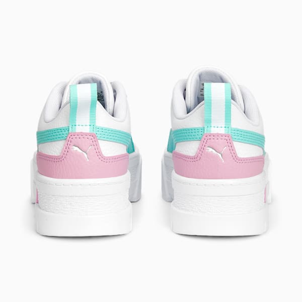 Mayze Leather Big Kids Sneakers, PUMA White-Mint-Lilac Chiffon, extralarge