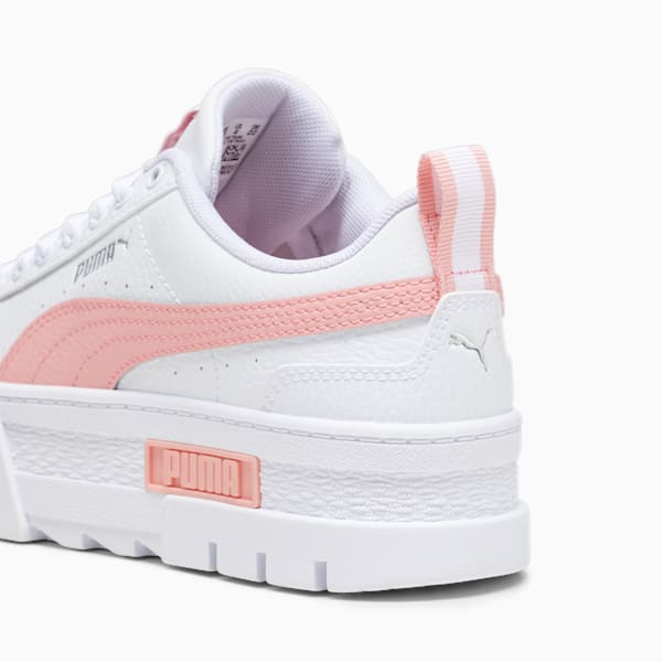 Mayze Leather Youth Trainers, PUMA White-Peach Smoothie, extralarge-GBR