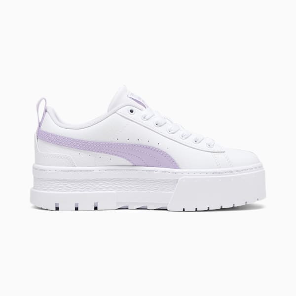 Mayze Leather Youth Trainers, PUMA White-Vivid Violet, extralarge-GBR