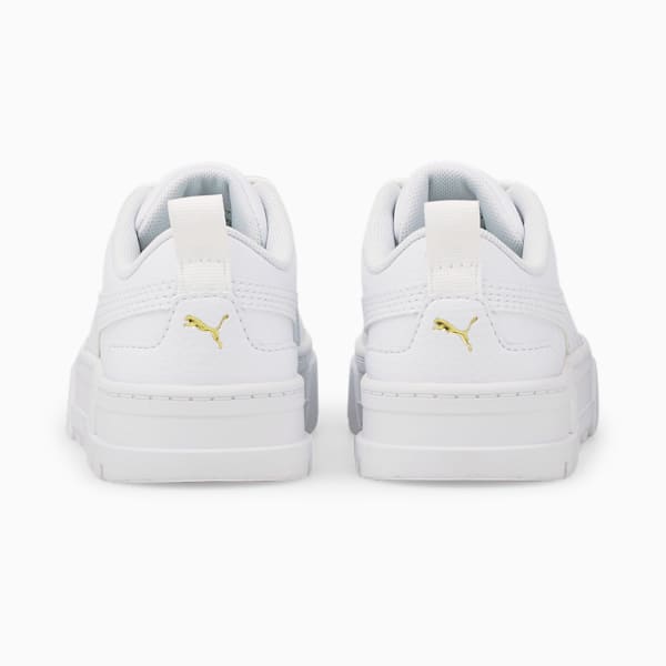 Mayze Leather Little Kids' Shoes, Puma White-Puma Team Gold, extralarge