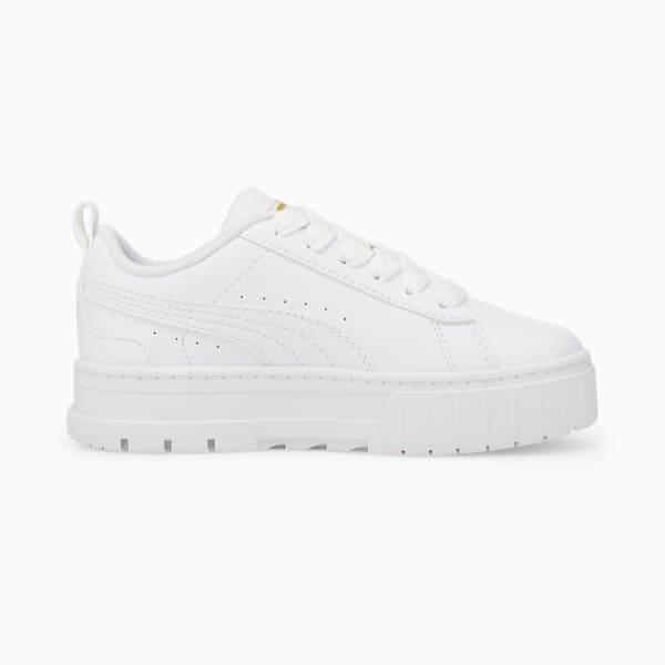 Baskets Mayze Leather Enfant, Puma White-Puma Team Gold, extralarge