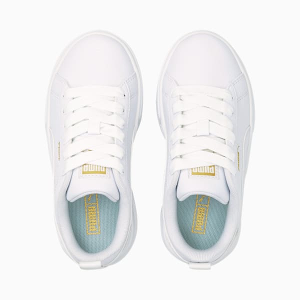 Tenis de cuero infantiles Mayze, Puma White-Puma Team Gold, extralarge