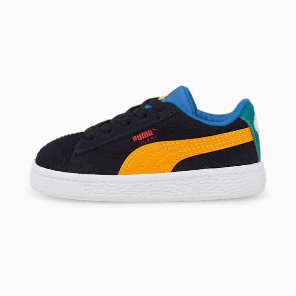 Tenis de gamuza para bebé PUMA x GARFIELD AC, Dark Cheddar-Celandine-Vallarta Blue, extralarge