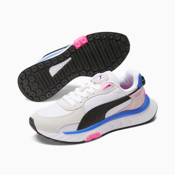 Wild Rider Rollin' Womens Sneakers, Puma White-Pink Lady, extralarge