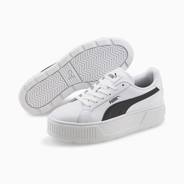 Karmen Leather Women's Sneakers, Puma White-Puma Black, extralarge-IND