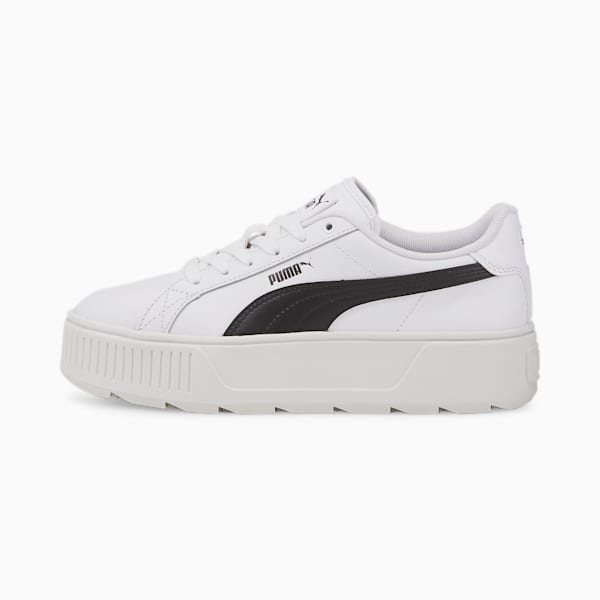 Karmen Leather Women's Sneakers, Puma White-Puma Black, extralarge-IND