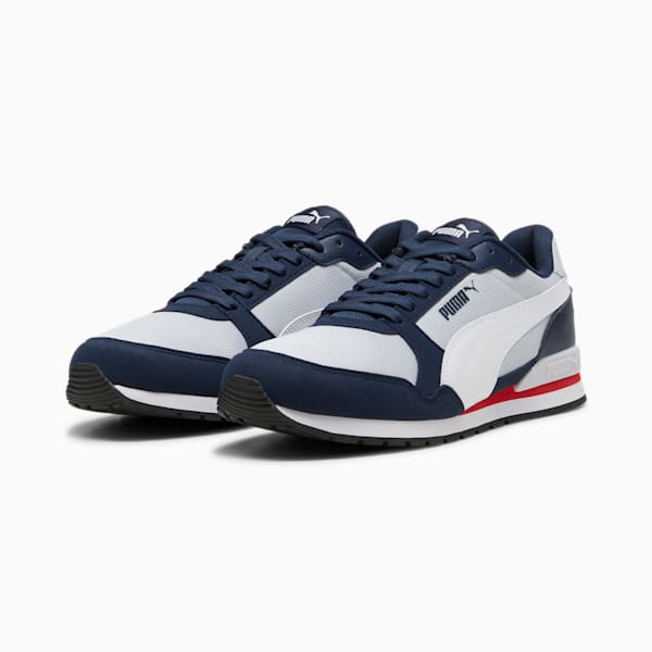 Sneakers en maille ST Runner v3, homme, Silver Mist-PUMA White-Club Navy-For All Time Red-PUMA Black, extralarge