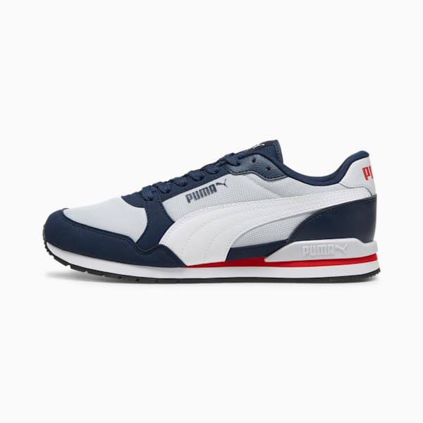 Sneakers en maille ST Runner v3, homme, Silver Mist-PUMA White-Club Navy-For All Time Red-PUMA Black, extralarge