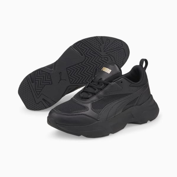 Cassia Women's Trainers, Puma Black-Puma Black-Puma Team Gold, extralarge