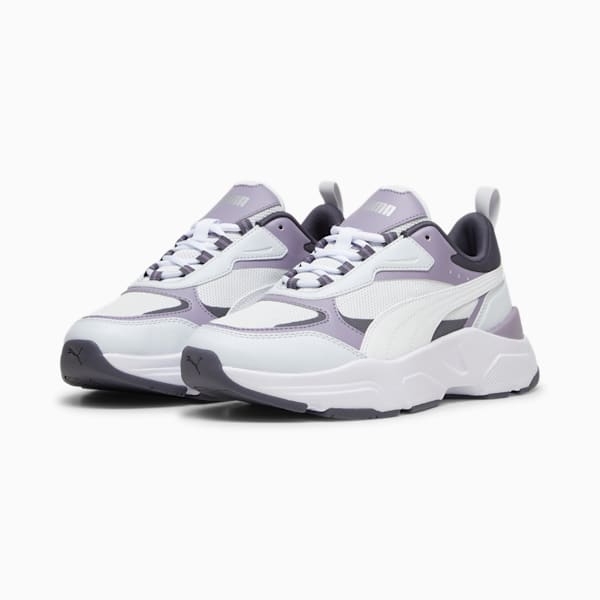 Tenis Cassia para mujer, Silver Mist-PUMA White-Galactic Gray-Pale Plum-PUMA Silver, extralarge