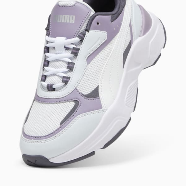 Tenis Cassia para mujer, Silver Mist-PUMA White-Galactic Gray-Pale Plum-PUMA Silver, extralarge
