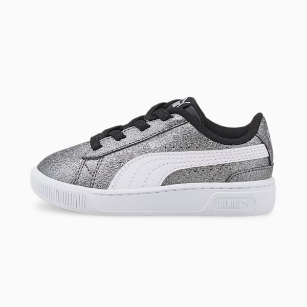 Vikky v3 Glitz Toddler Shoes, Puma Black-Puma White-Puma Silver, extralarge