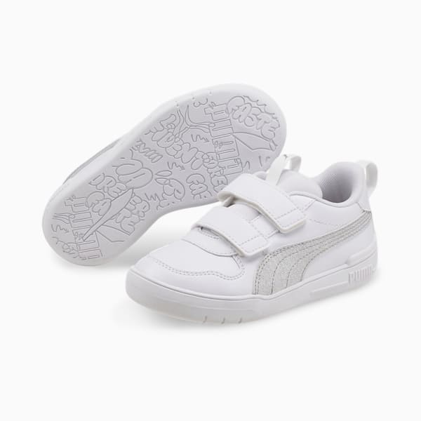 Tenis Multiflex Glitz Formstrip para niñas, Puma White-Puma Silver, extralarge