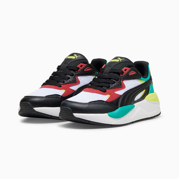 Tenis juveniles X-Ray Speed, PUMA White-PUMA Black-Club Red-Sparkling Green, extralarge