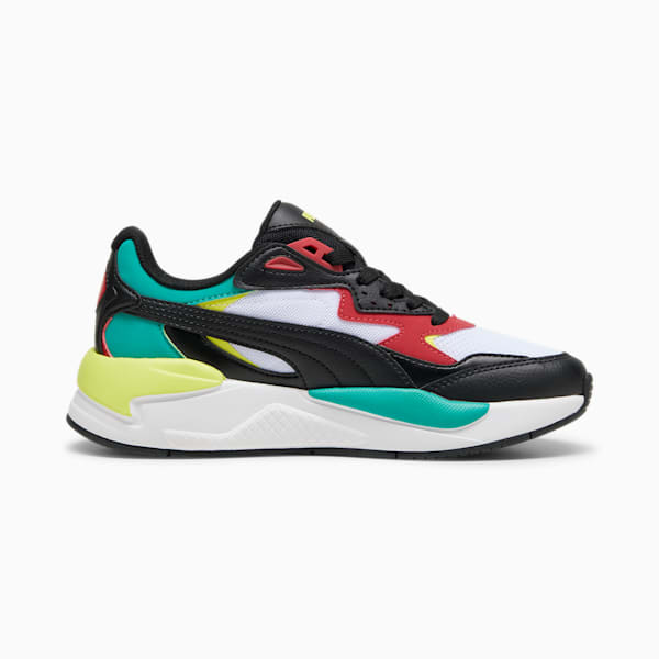 Tenis juveniles X-Ray Speed, PUMA White-PUMA Black-Club Red-Sparkling Green, extralarge