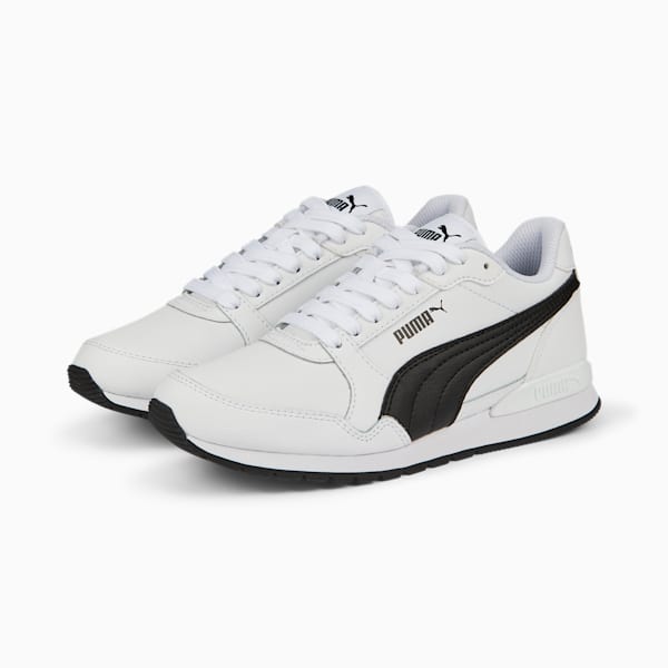 ST Runner v3 Leather Sneakers Big Kids, Puma White-Puma Black, extralarge