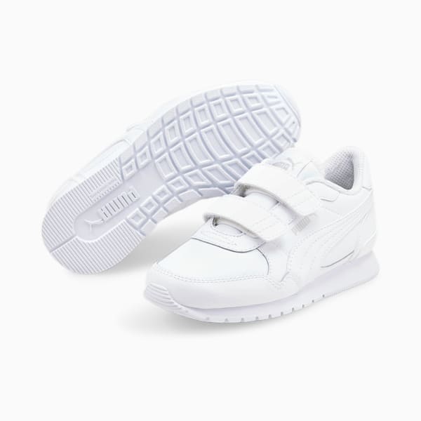 Zapatos deportivos de cuero ST Runner v3 para niños pequeños, Puma White-Puma White, extragrande