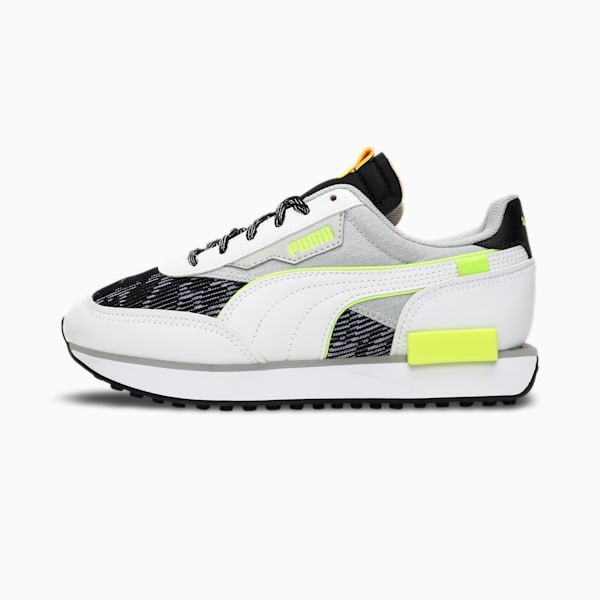 Future Rider Visual Effects Youth Sneakers, Puma White-Puma Black-Yellow Alert, extralarge-IND