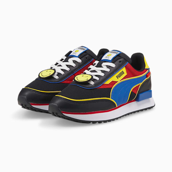 PUMA x SMILEY WORLD Future Rider Youth Sneakers, Puma Black-Royal Blue, extralarge-IND