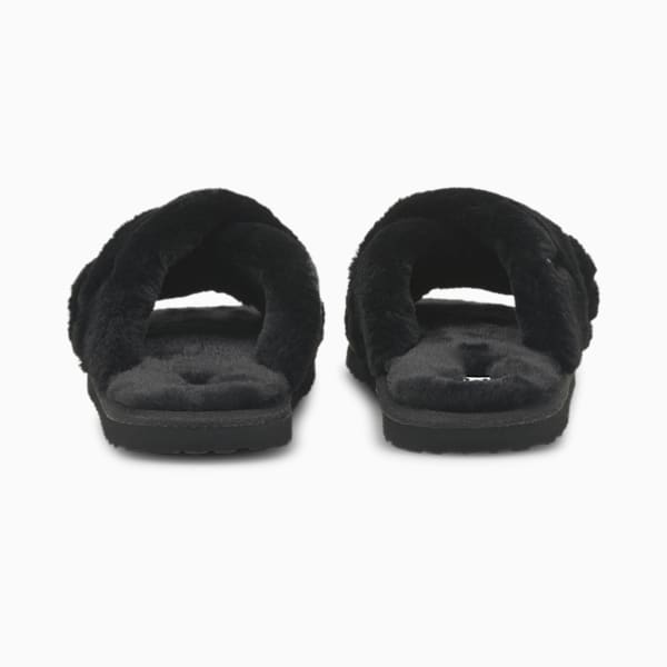 Fluff X Strap Women's Slide, Puma Black-Puma White, extralarge-GBR