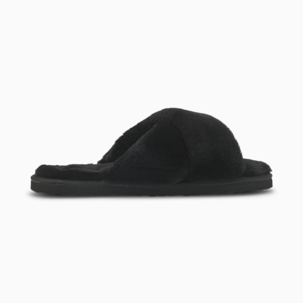 Fluff X Strap Women's Slide, Puma Black-Puma White, extralarge-GBR