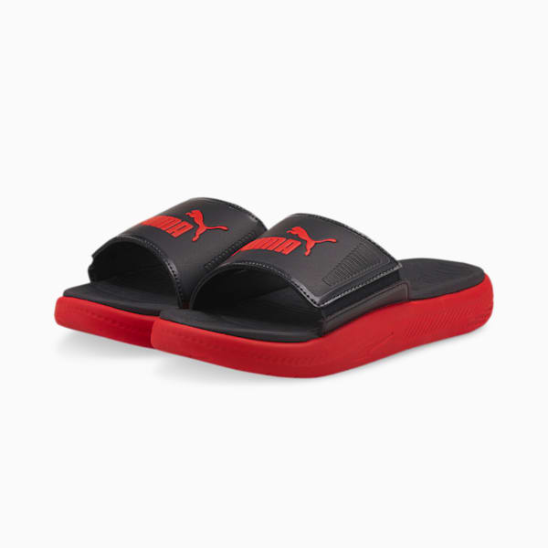 Softride Slide Sandals Big Kids, Puma Black-High Risk Red, extralarge