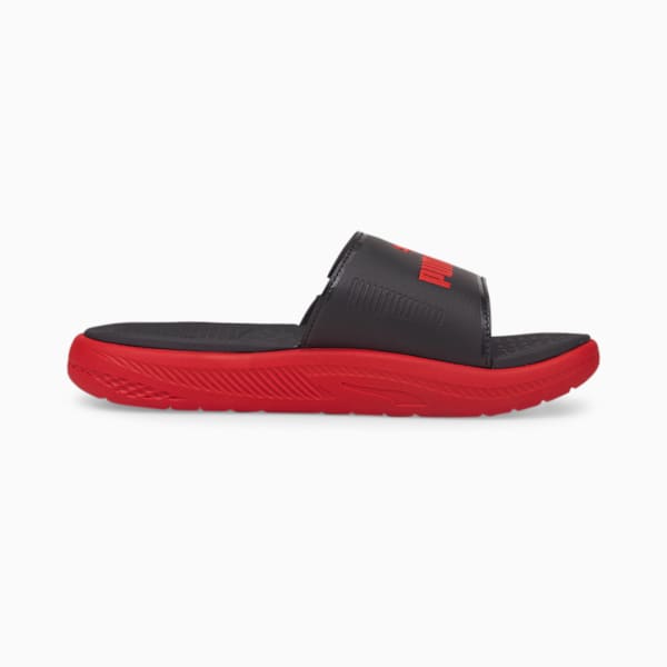 SOFTRIDE Youth Slides, Puma Black-High Risk Red, extralarge-IND