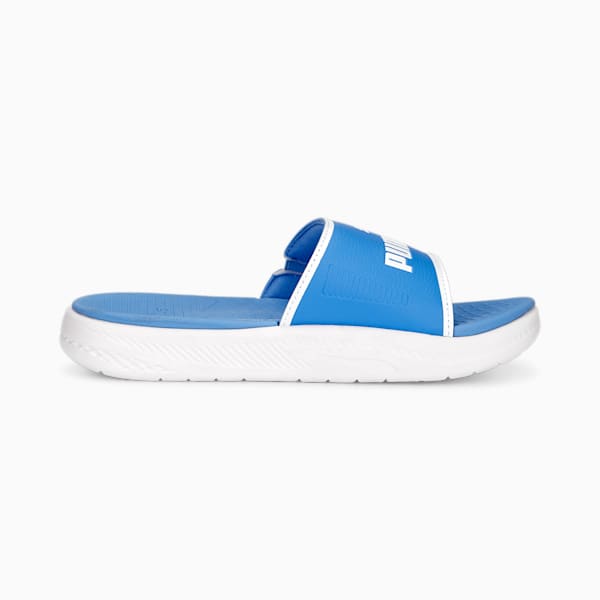 Sandalias Softride Slide para niños grandes, Dusky Blue-PUMA White