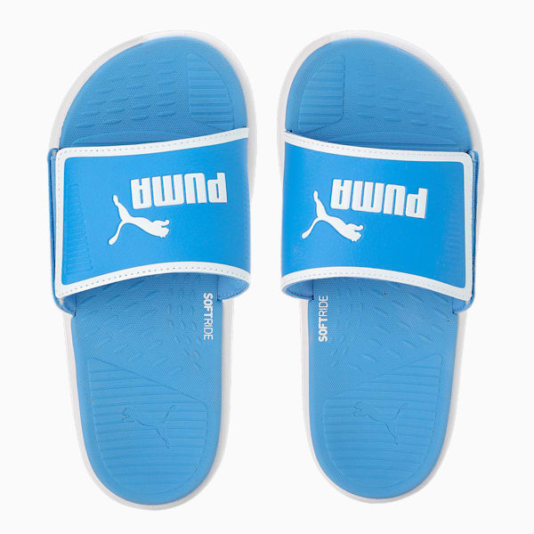 SOFTRIDE Youth Slides, Dusky Blue-PUMA White, extralarge-IND