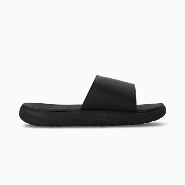 Scuderia Ferrari Roma Via Perforated Unisex Slides, Puma Black-High Risk Red, extralarge-IND