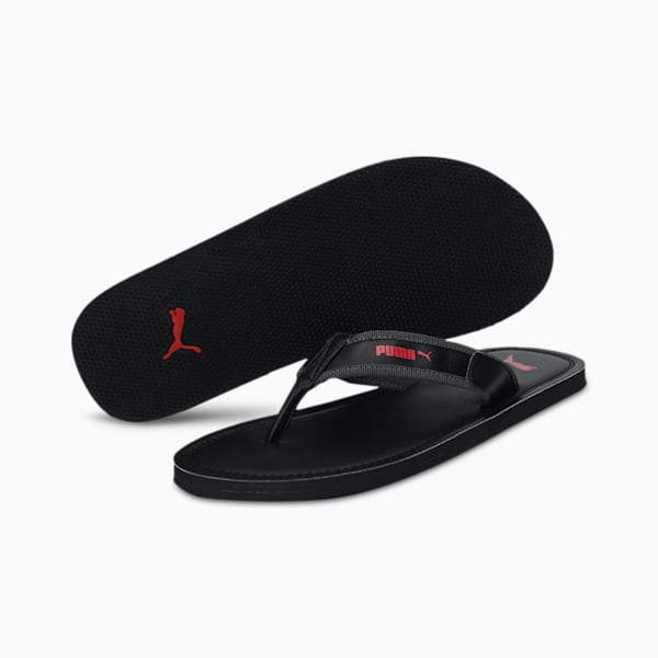 Tsukisho V2 Men's Flip-Flops, Puma Black-Dark Shadow-High Risk Red, extralarge-IND