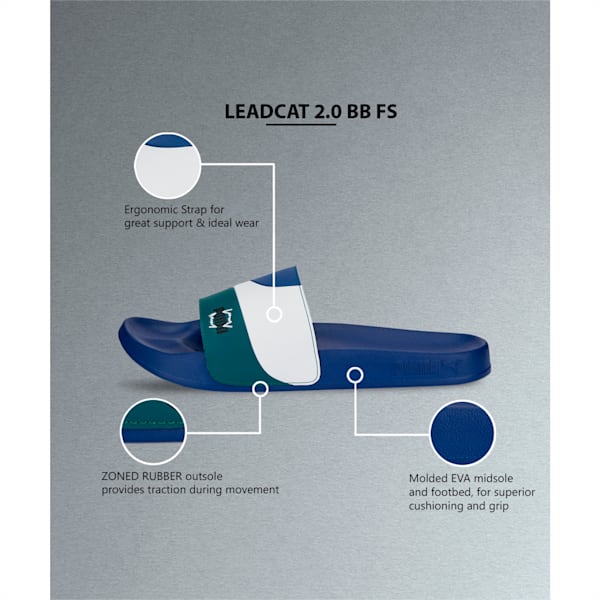 Leadcat 2.0 Basketball Slides, Blazing Blue-Puma White-Varsity Green, extralarge-IND