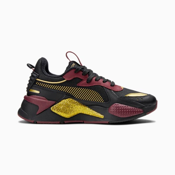 Zapatos deportivos RS-X Glitz para mujer, Puma Black-Tibetan Red-Puma Team Gold