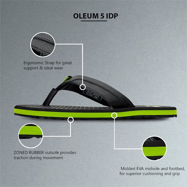 Oleum 5 Men's Flip Flops, Puma Black-Dark Shadow-Limepunch, extralarge-IND