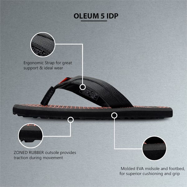 Oleum 5 Men's Flip Flops, Dark Shadow-Vibrant Orange-Puma Black, extralarge-IND