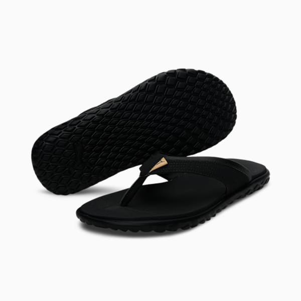 Galaxy Comfort V3 Men's Flip-Flops, Puma Black-Puma Team Gold, extralarge-IND