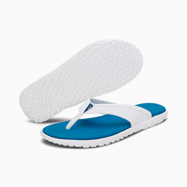 Galaxy Comfort V3 Men's Flip-Flops, Mykonos Blue-PUMA White, extralarge-IND