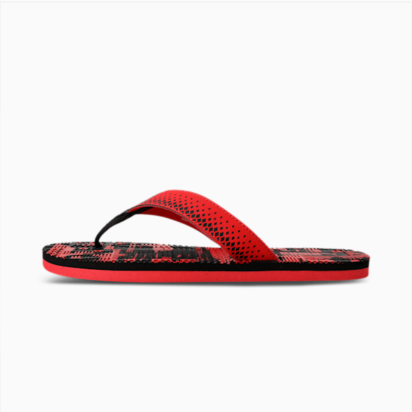 Nike flip flops hot sale red and black