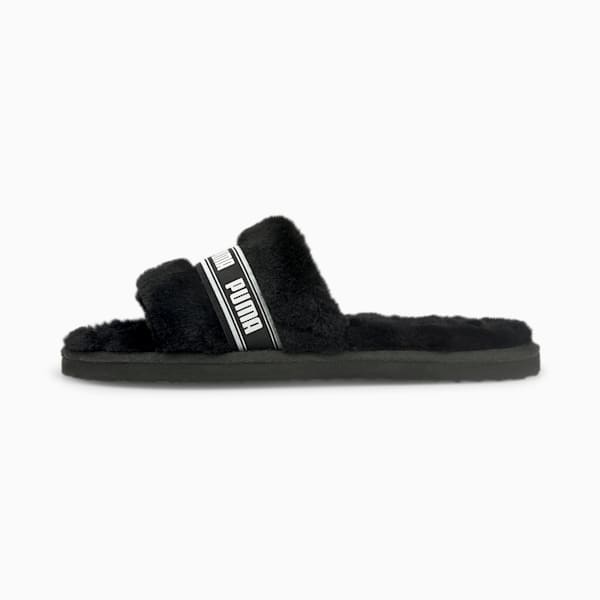 Fluff Slide Shoes Big Kids, Puma Black-Puma White, extralarge