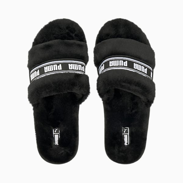 Puma Fluff Girl's Sandals, Puma Black-Puma White, extralarge-IND