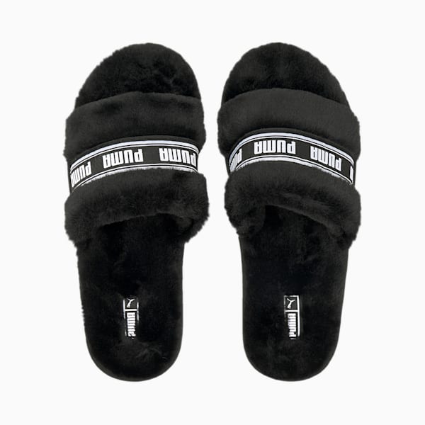 Fluff Slide Shoes Big Kids, Puma Black-Puma White, extralarge