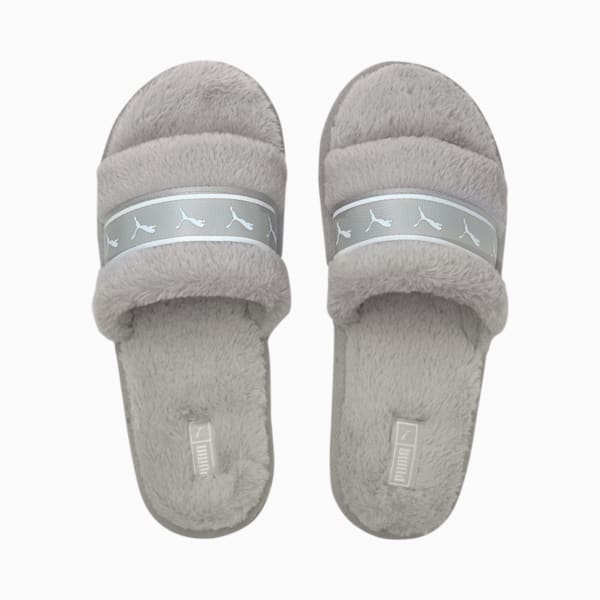 Fluffy puma slides cheap