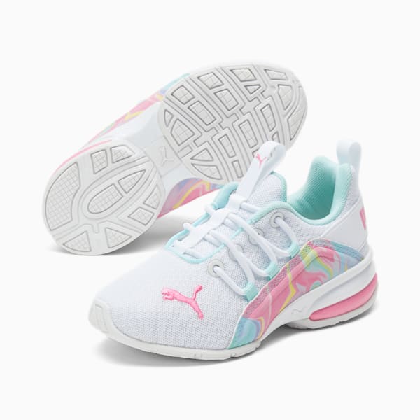 Axelion Swirl Little Kids' Sneakers, Puma White-Pink Glimmer-Island Paradise