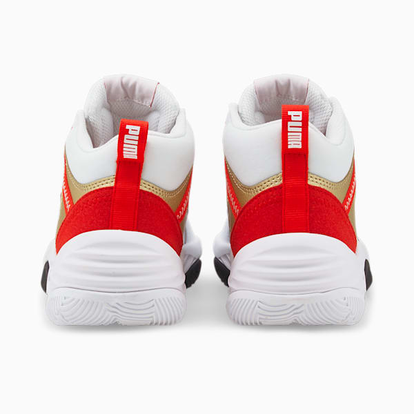 Rebound Future Evo Youth Sneakers, Puma White-Puma Black-High Risk Red-Puma Team Gold, extralarge-IND