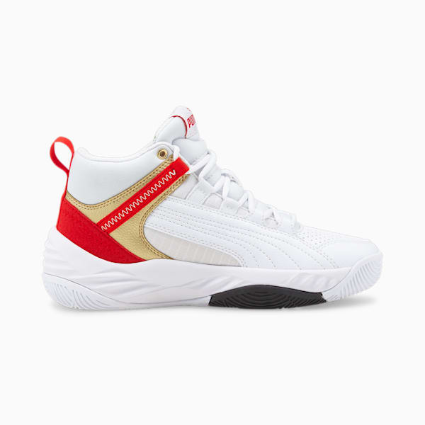 Rebound Future Evo Youth Sneakers, Puma White-Puma Black-High Risk Red-Puma Team Gold, extralarge-IND