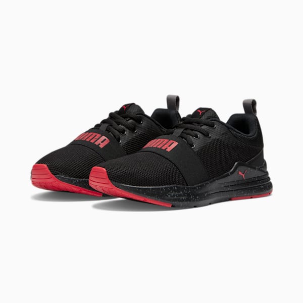 Wired Run City Escape Big Kids' Sneakers, Puma Black-High Risk Red-CASTLEROCK, extralarge