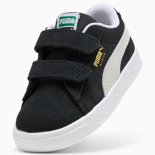 Black PUMA trainer for toddlers with two fastening straps and a white formstrip.